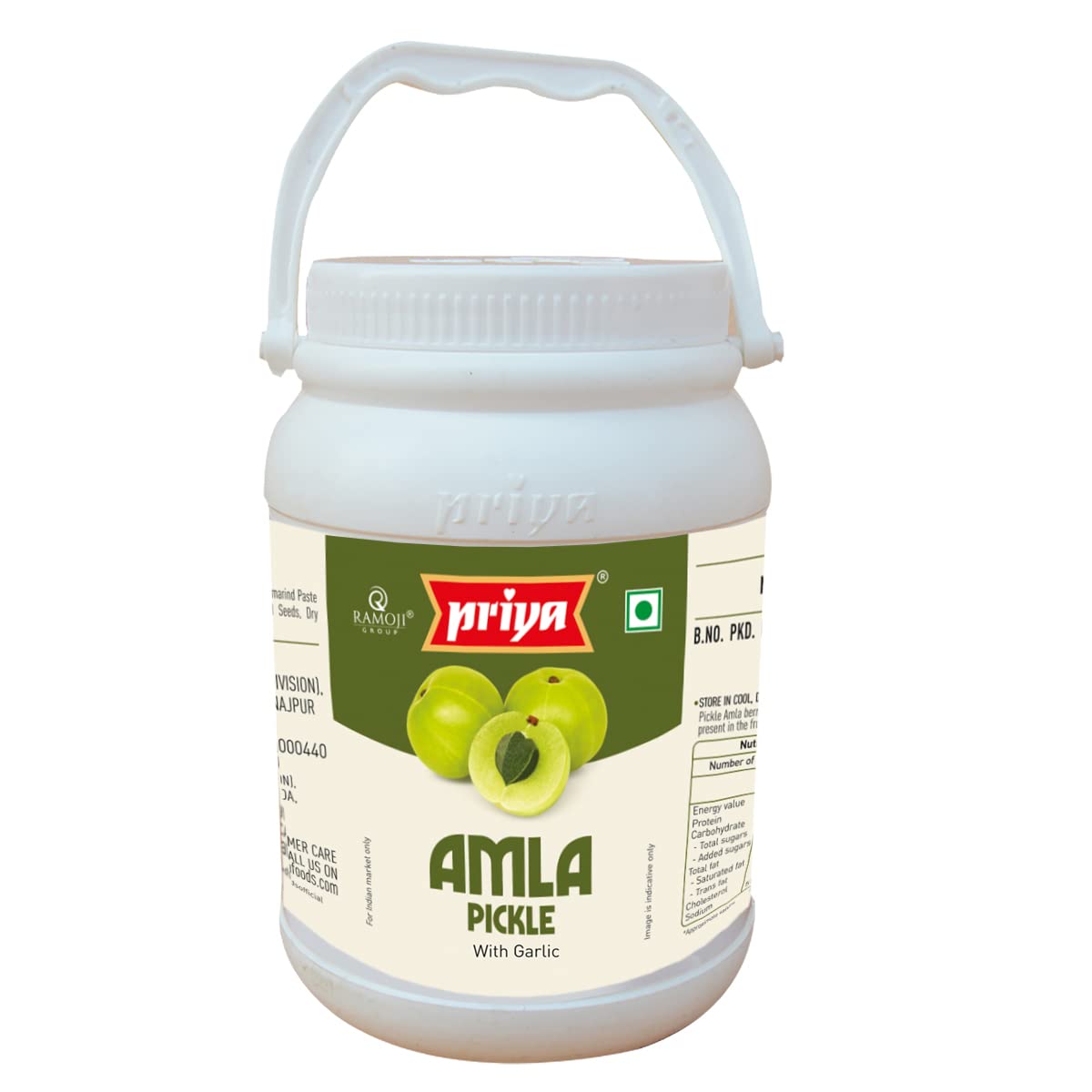 Priya Amla Pickle with Garlic, 1kg - Authentic Telugu Style Amla Achar |Traditional South Indian Taste | Homemade Andhra Pickles | Tangy Taste | With Amla Berries, Tamarind Paste & Mixed Spices