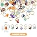 SUPERFINDINGS 84 Stück 7 Farben Naturstein Anhänger Gemischte Edelstein Charms Mit Hellgoldenem Biegering Aus Edelstahl Gemischte Farben Baumelnde Charms Für Ohrring Halskette 14mm