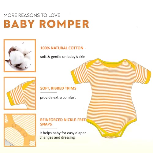Image of VParents Rompers for New Born Baby Girl & Boy (Pack of 3), 100% Cotton Half Sleeve Romper /Bodysuit /Jumpsuit /Onesies /Sleepsuit For Infants & Toddlers, Comfortable Daily Wear Clothes For Babies