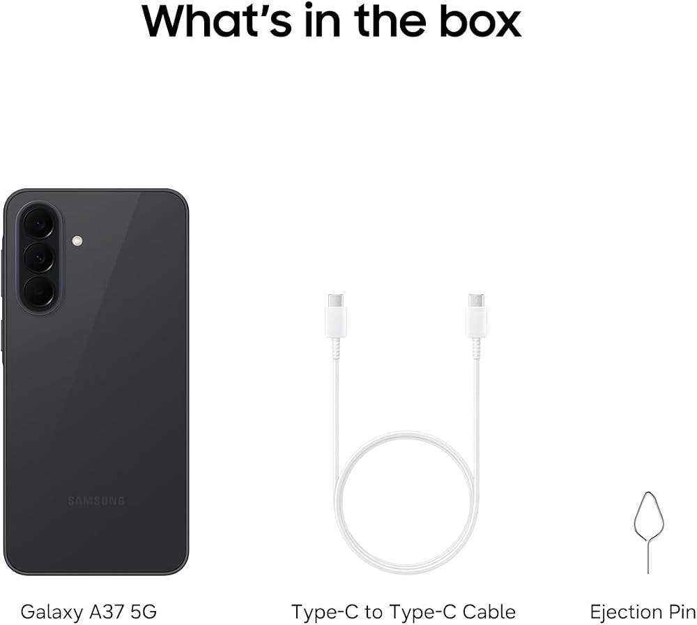 Samsung Galaxy A37 5G (2026), Unlocked Android Smartphone, 128GB, AMOLED Display, Triple Camera, IP68, Slim Phone, 5000mAh Battery, US Version, US 1 Yr Warranty, Awesome Charcoal