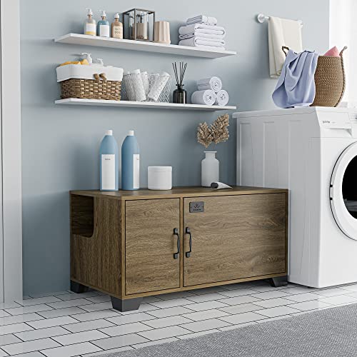 Wishive Hidden Cat Litter Box Enclosure, Cat Litter Box Furniture With Doors, Wooden Pet Washroom With Divider, Indoor Cat House For Large Cats, Wooden Cabinet Furniture As Nightstand, End Table #TOP6