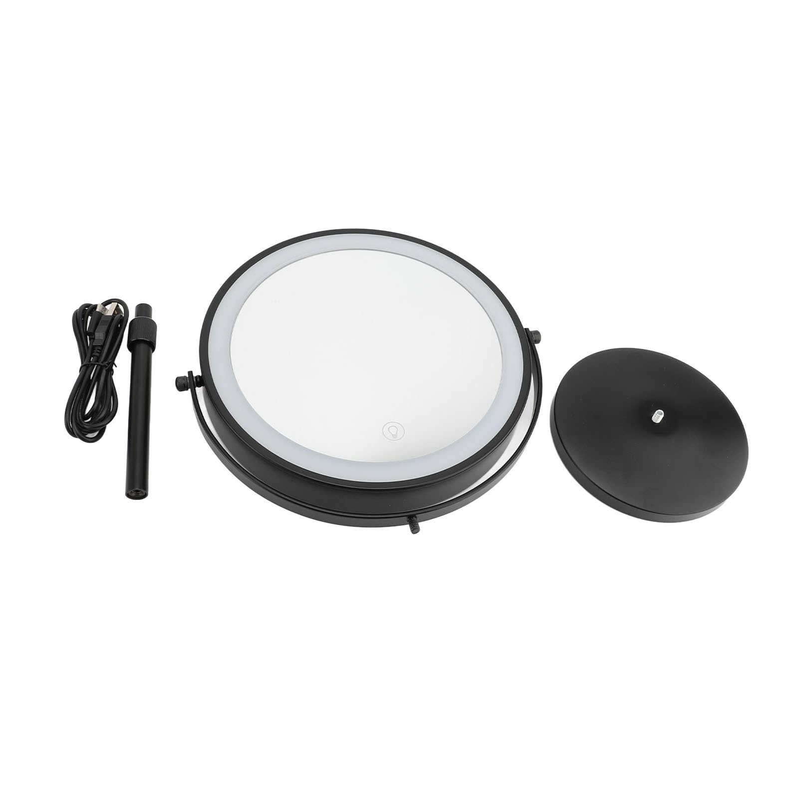 Specchio per il Trucco Illuminato, Design Bifacciale con Luci LED a 3 Colori e Altezza Regolabile, Controllo Touch per vanità e Trucco (5X)
