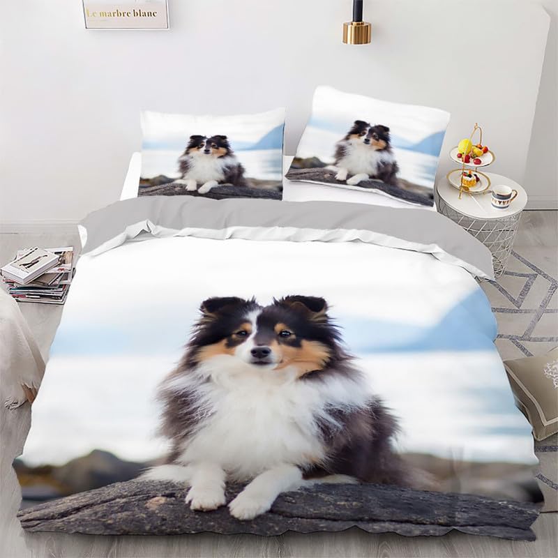 Funda nórdica de perros blancos 220x240 cm para cama 150 con 2 fundas de almohada