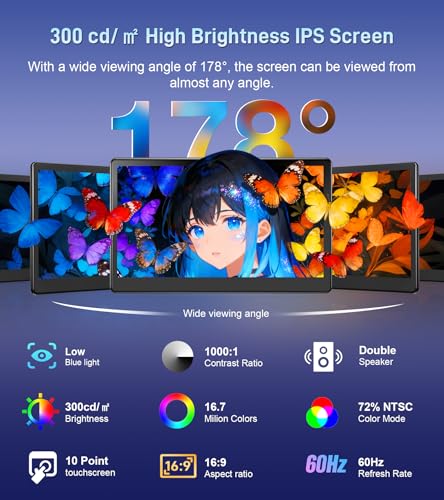 Image of 13.3 inch inch Portable FHD 1080P Touch Screen Monitor with HDMI VGA Port, Touchscreen Display Support VESA Mount, Small IPS Home Industrial Monitor for PC Laptop