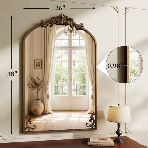 Image of Koonmi Vintage Wall Mirror, 38 inchx26 inch Arched Antique Mirror