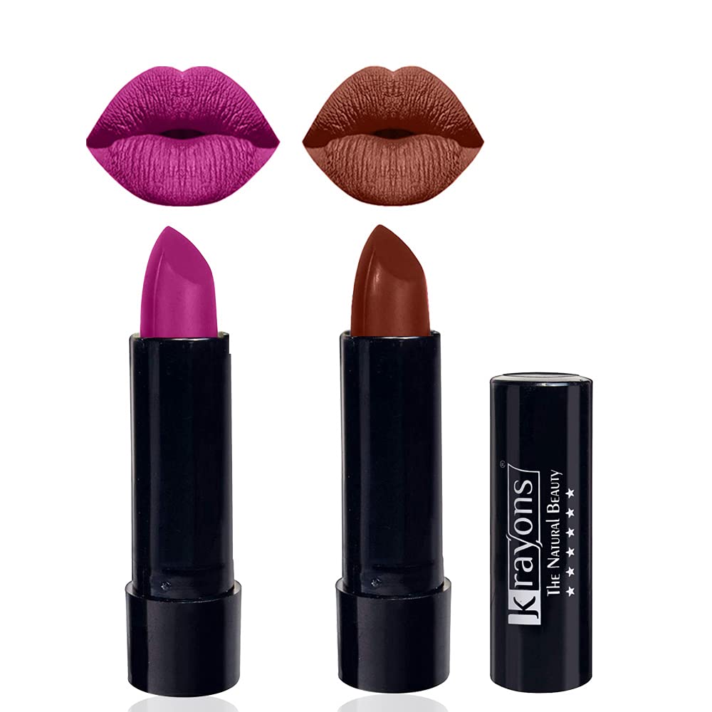 Krayons Cute Pop Matte Lipstick, Waterproof, Longlasting, French Rose, Chocolate Mocha, 3.5gm Each (Pack of 2) (B0924QY953) Amazon Price History, Amazon Price Tracker