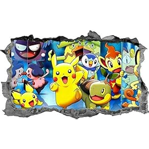 Cartoon Decals Muurstickers Pokemon Kids Stickers 3D Decals Wall Art Slaapkamer Muurschildering 55X60Cm