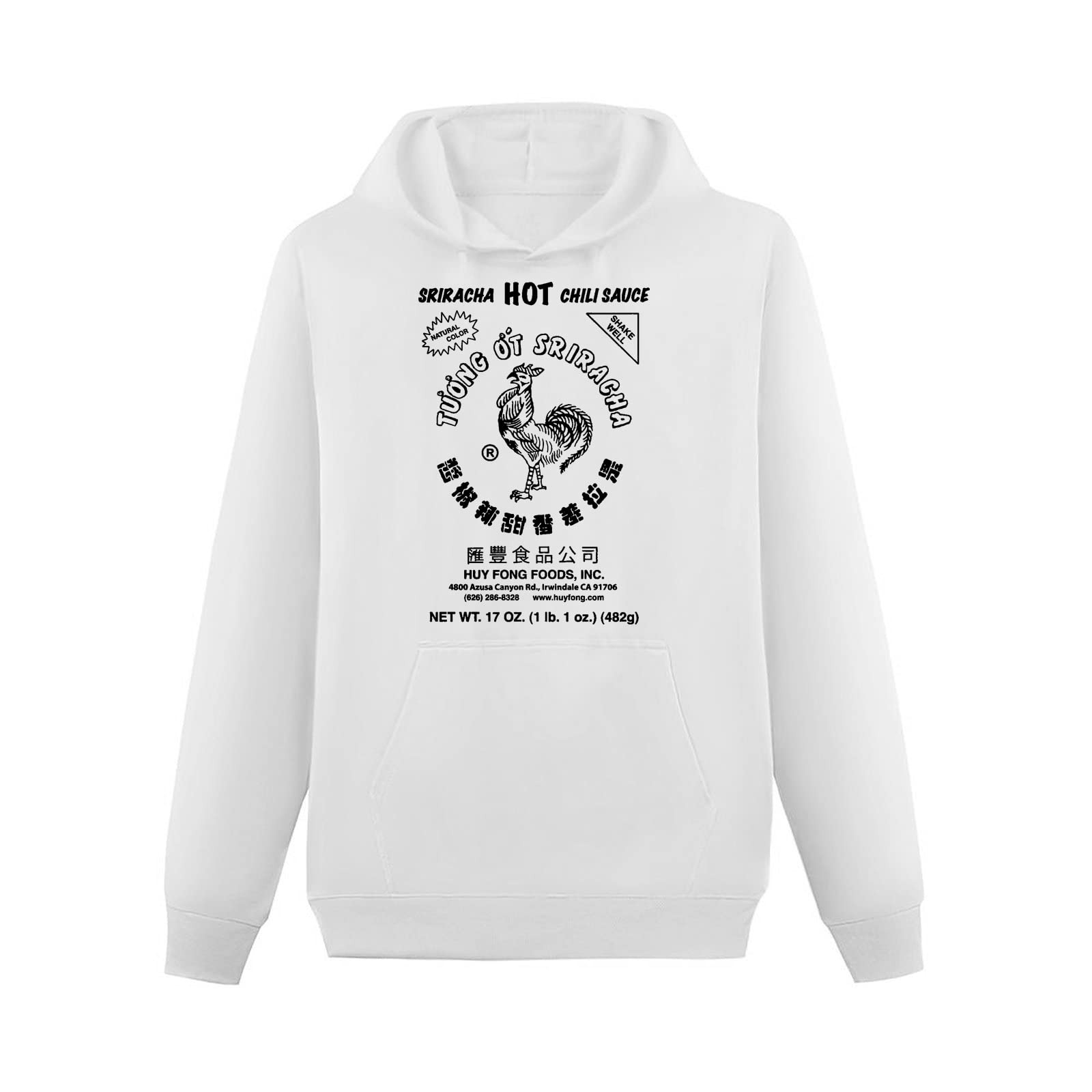 Sriracha Hot Chili Sauce Men's White Hooded Sweatshirt 3XL