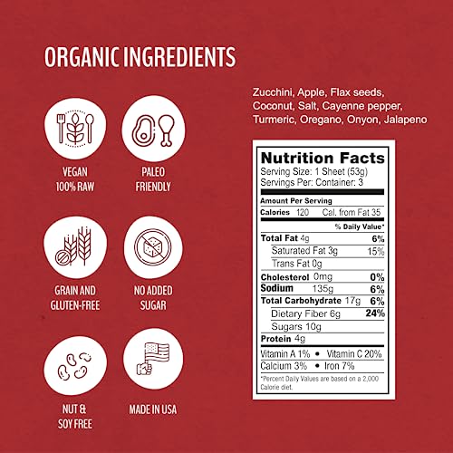 WrawP Organic Veggie Wraps - SPICY (2 pack) SHELF STABLE, All Natural, Gluten Free, Paleo, Raw Vegan. Perfect for Wraps, flat bread, snack, chips