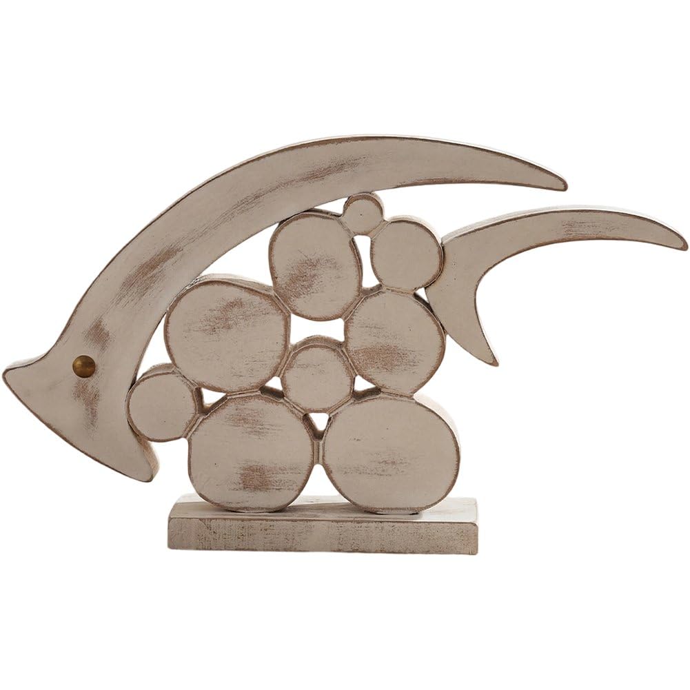 Poisson bois sculpté fait main art marin poésie pour la maison