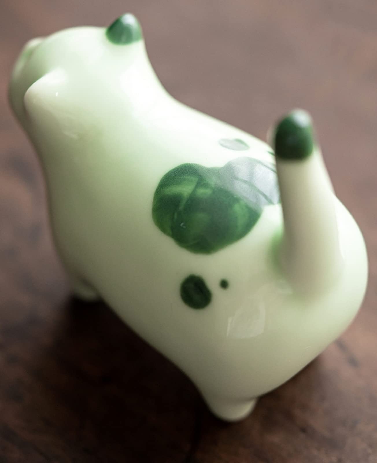 Ornamento in ceramica Figurina gatto verde Animale Scultura artigianale Ornamento Arti Home Office Desktop Decor Regalo di nozze