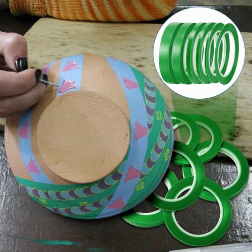 Image of Nezyo 6 Pcs Vinyl Pinstripe Tape Auto,Green,1 /16, 1 /8,1 /5,1 /4,1 /2, 3 /4 Inch | Thin Masking Tape for Auto Detailing, High Temp Low Tack Pinstripe Tape, Painters Tape, Paint Protection, Easy Clean Removal