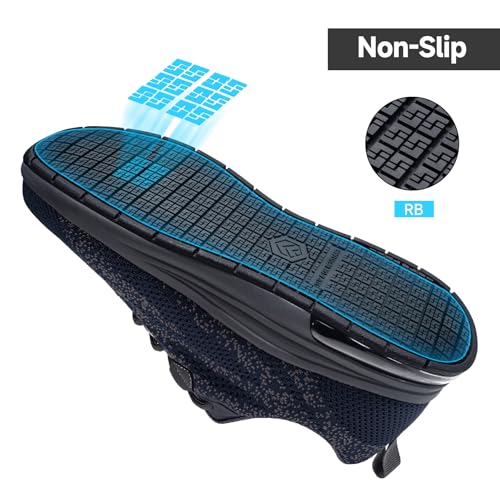 Image of Non Slip Cushioned Steel Toe Work Shoes for Men | Breathable material Lightweight Anti-fatighe ASTM Certified Tuck the Laces