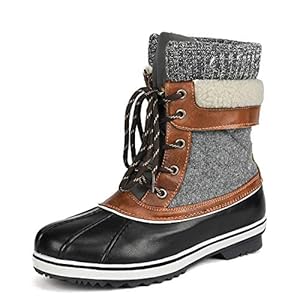 DREAM PAIRS Women’s Monte_01 Black Grey Mid Calf WaterProof Winter Snow Boots Size 12 M US