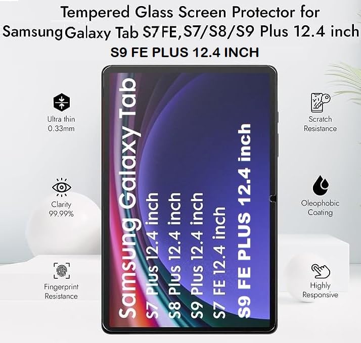 Image of Screenguard For Samsung Galaxy Tab S10 Plus /Tab S9 Plus /Tab S9 FE Plus /Tab S8 Plus /Tab S7 FE /Tab S7 Plus (12.4 Inch) Flexible Fiber Tempered Glass Screen Protector