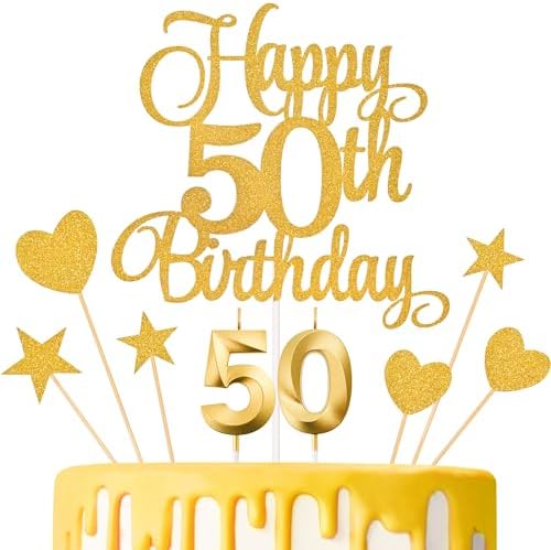 50th Birthday Cake Decorations, 50th Birthday Candles Cake Numera...