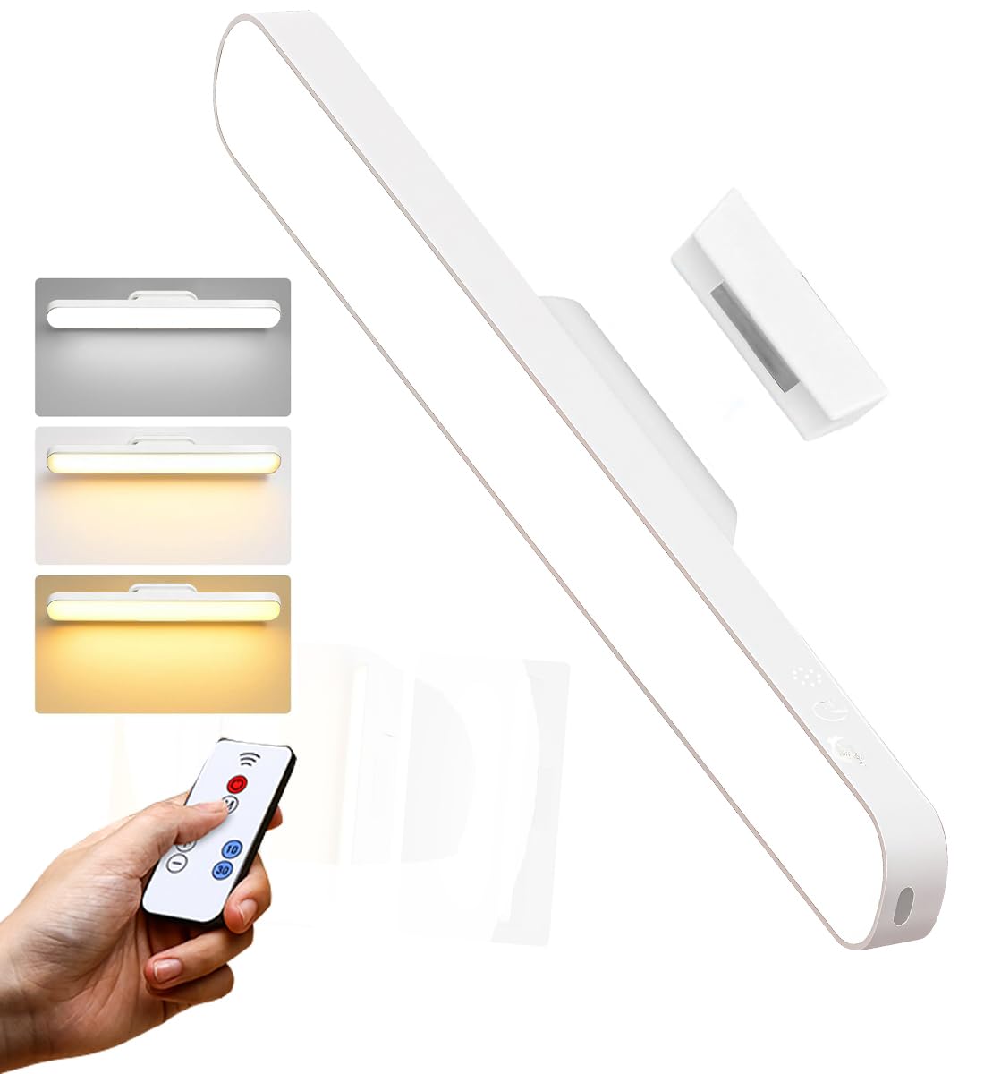 KXYINOS Under Cabinet Lights, Magnetic Dimmable Cupboard Lighting with 3 Colors Temperature & Timer Control, USB-C Rechargeable Wardrobe Light for Kitchen, Wardrobe, Stair and Mirror