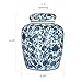 Decorative Blue and White Ceramic Ginger Jar with Lid
