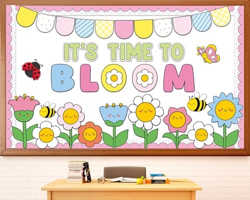 Spring Theme Bloom Flower Bulletin Board Set It's Time to Bloom C...