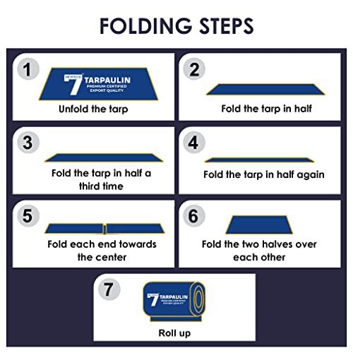 Image of 7 Horses 24 x 36 ft 180 GSM Blue Tarpaulin Tirpal Tadpatri Tharpai Thadika|Heavy Duty Poly Tarp with Aluminium Eyelets Every 7 feet|100% Waterproof Plastic Cover for Truck, Roof, Rain & More