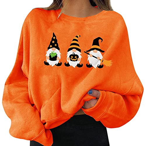 Sweat à capuche femme d'Halloween imprimé graphique à col rond