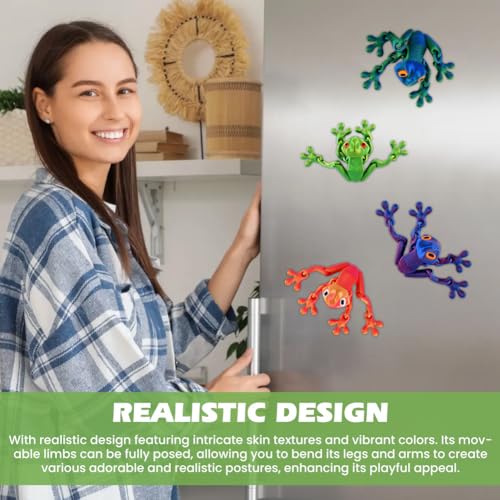 Set de 4 imanes decorativos de rana 3D poseables miniatura 7
