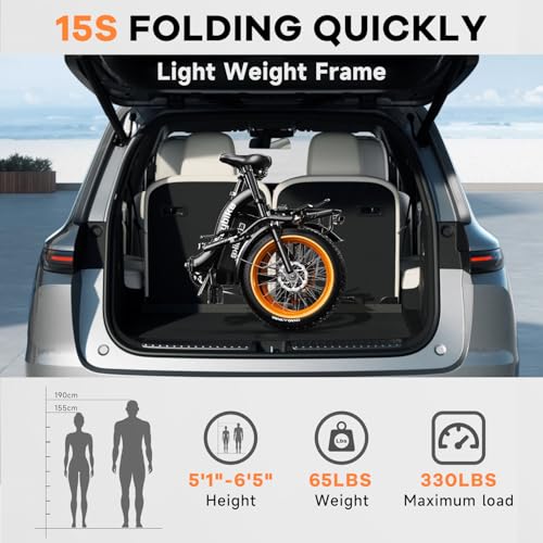 Image of 1000W Foldable Electric Bike,48V 20AH Removable Battery Ebike,80 Miles Max Range Electric Bike for Adults,20 inch Fat Tire Folding Ebike,Adult Electric Bicycle for Commute Beach Snow