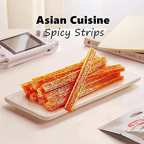 Spicy Strips - Spicy Gluten Latiao, Chinese Special Casual Snack Food, Made From Wheat/Chili/Spice, Low Sugar and Low Calories, Best Vegan, 65g (Pack of 3)