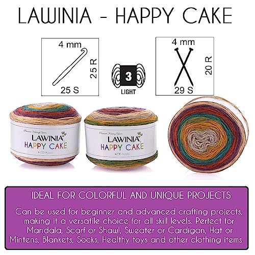 LAWINIA Happy Cake Premium Rainbow Yarn DK, Pack of 3 Each 150g, 530m Cake DK Knitting Yarn - Image 4