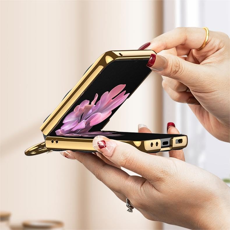 Quilted Leather Folding Case for Samsung Galaxy Z Flip 6, Diamond-Shaped Lattice Mobile Phone Shell for Z Flip6, Creative Women's Folding Screen Protective Cover (Black,for Flip 6)