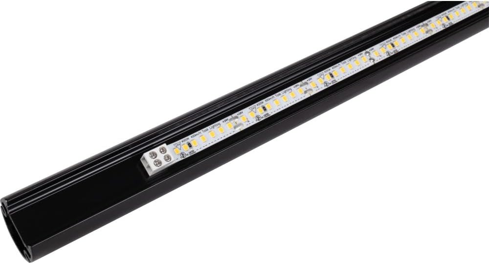 Task Lighting & Power Lighted Closet Rod with Aluminum Profile and Frosted Lens | 3000K Soft White| 42" | Black Finish