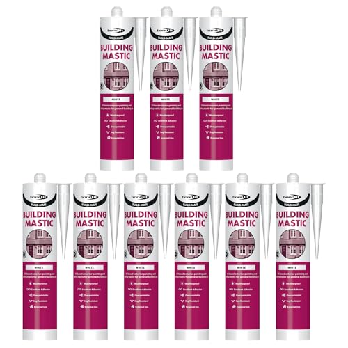 Bond It BUILD-MATE Building Mastic Silicone Sealant – 9x White, 310ml | Oil-Based Silicone Gunnable Pointing & Sealing Mastic for Exterior | Weatherproof Sealant Adhesion to Building Materials
