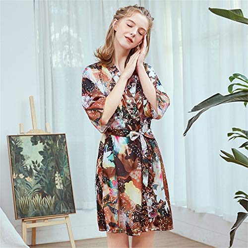Floral Satin Kimono Robes for Women Bride Bridesmaids Robe Satin Wedding Kimono Bridal Lingerie for Ladies