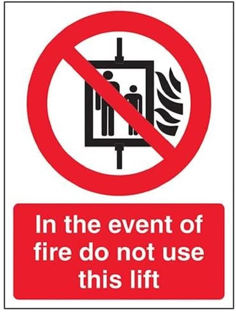 Cartello Vsafety 55030 AN-R – "In Caso Di Incendio Non Usare Questo Ascensore" – 150x200 Mm, Plastica Rigida, EN ISO 7010 - 5
