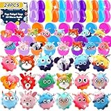 24 Pack Prefilled Easter Eggs with Toys Inside, Easter Basket Stuffers with Pop Fidget Toys Bulk Party Favors, 3D Stress Ball Toys, Egg Fillers, Classroom Prizes Stocking Stuffers for Adults Toddler