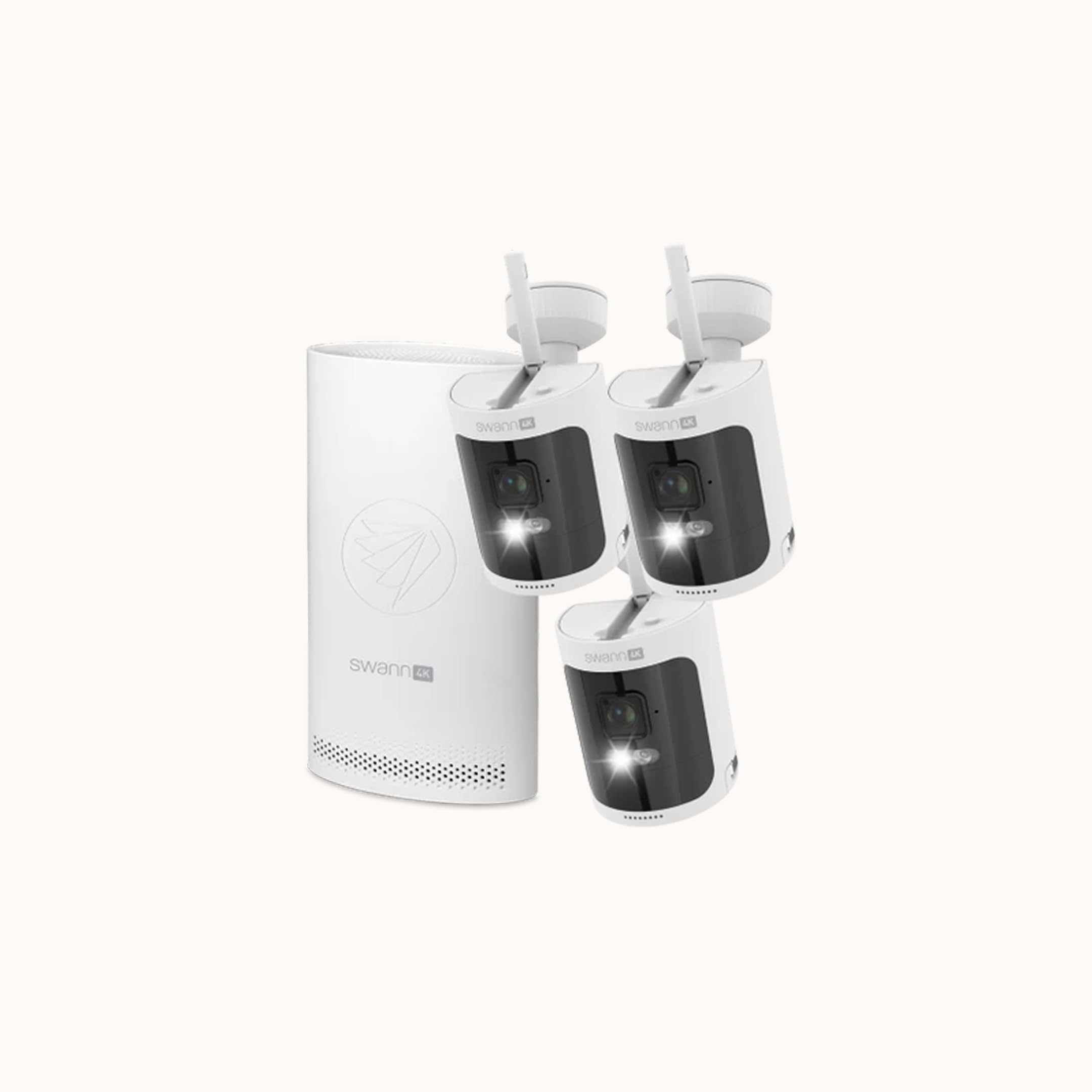 Swann AllSecure 4K Wireless Security System with 3 x Wire-Free Cameras & 3 x Rechargeable Batteries, NVR Tower, Always Charged, Always Secure - AS4K800SD3