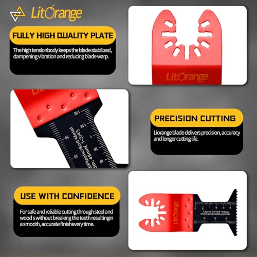 Litorange 20 Pcs Oscillating Saw Blades, Professional Wood/Metal/Plastic Universal Multitool, Quick Release Saw Blades Titanium Oscillating Multitool Blade for Wood, Metal and Hard Material 7 Litorange 20 Pcs Oscillating Saw Blades, Professional Wood/Metal/Plastic Universal Multitool, Quick Release Saw Blades Titanium Oscillating Multitool Blade for Wood, Metal and Hard Material - Image 7
