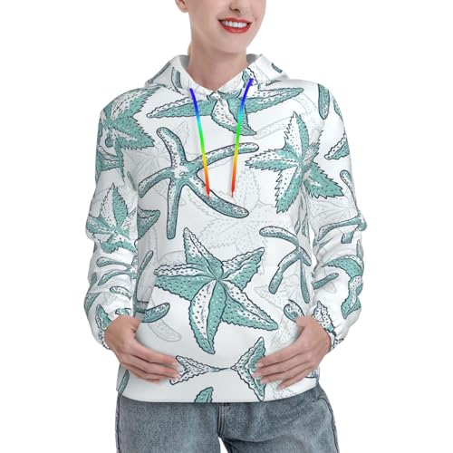Sweat à capuche doux et extensible à motif étoile de mer et poche tendance