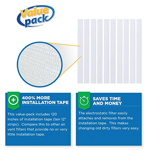 VEVA Premium Air Vent Filters for Home & AC - 72"" x 16"" Electrostatic Media Kit with 120"" Installation Tape - Versatile Customizable Vent Filter Roll for Allergies (30+ Filters per Roll)