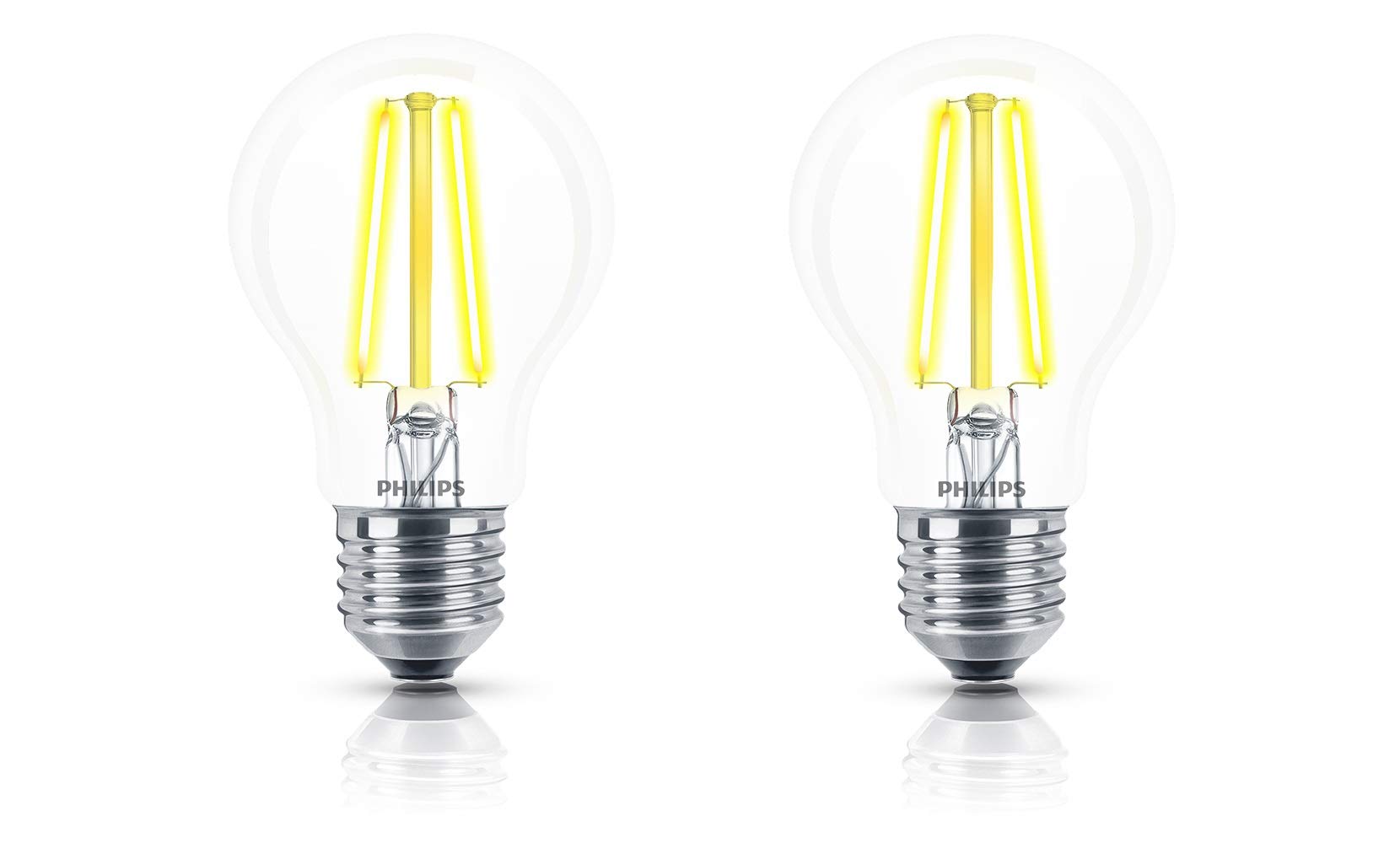 Philips 4-watt E27 A60 LED Glass Filament Bulb | Decorative LED Bulb for Home Decoration | Warm White/Golden Yellow, Pack of 2