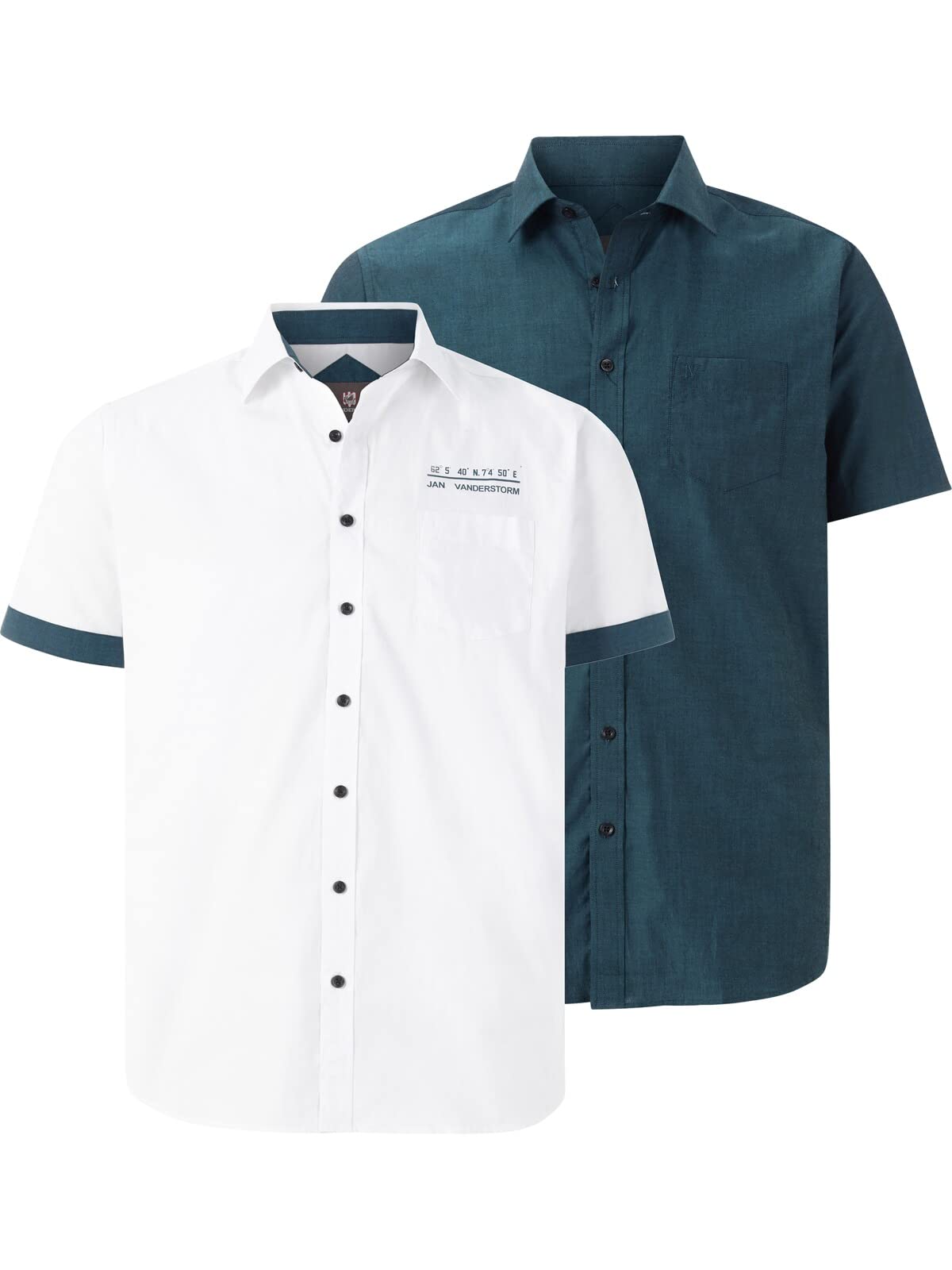 JAN VANDERSTORM Herren Doppelpack Hemd EVIN | 2er-Pack Kurzarmhemd | 100% Baumwolle | große Größen von L-7XL