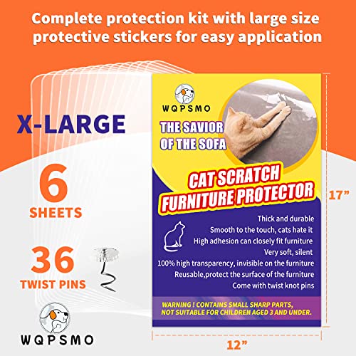 Xl Cat Scratch Furniture Protectors For Sofa,Doors,Heavy Duty Clear Couch Protectors From Cats Scratching,Anti Pet Scratch Tape,Couch Corner Deterrent Guards,17 X 12 Inch,Pack Of 6. #TOP1