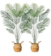 MOSADE Artificial Areca Palm Tree 5 Feet Fake Tropical Palm Plant and Handmade Seagrass Basket, P...