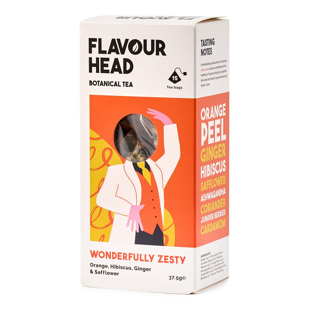 Flavour Head Tea Bags Wonderfully Zesty Orange, Ginger, Hibiscus & Safflower