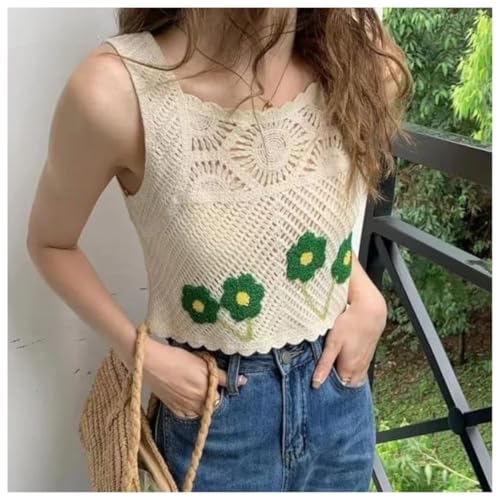 Image of NAIADES Women's Handmade Crochet Crop Top, Sleeveless Top for Women,Comfortable Fit