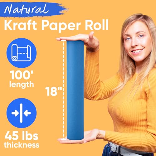 Image of USA Made 18 inch x 1200 inch Dark Blue Kraft Paper Roll, 45 lbs Thickness, American Quality Colored Kraft Paper for School, Bulletin Board - Non-Toxic, Odorless, Safe for Kids | American Quality Colored Kraft Paper for School, Bulletin Board - Non-Toxic, Odorless, Safe for Kids