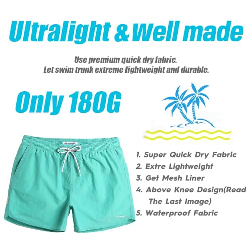 Image of maamgic Mens Swim Trunks 5 inch with Mesh Lining Quick Dry Bathing Suits for Men Swim Shorts Swimwear