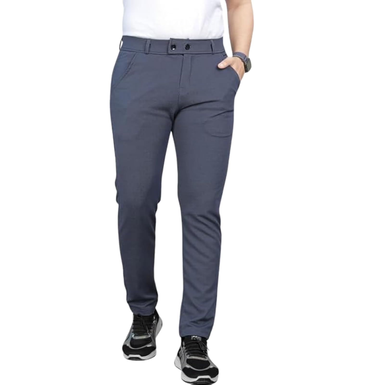 miramichi Men's Slim Fit Formal Trousers - Crafted from Premium Lycra Blend Fabric, Solid Pattern, Ideal for Formal Occasions-picture-29