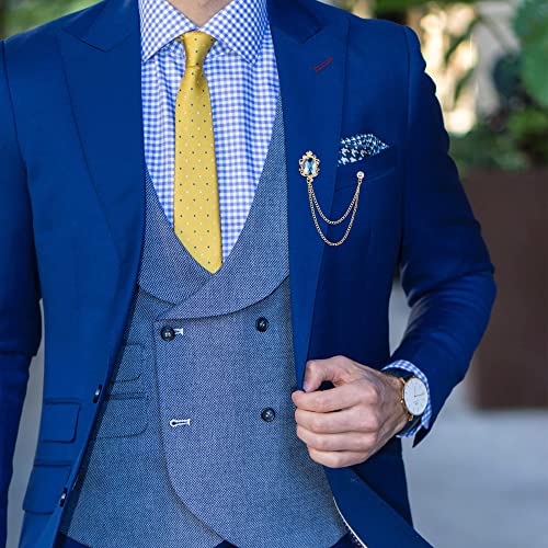 MAKINGTEC Brooch Lapel Pin Chain for Men Collar Pins Badge Hanging Chains for Shirts Gem Tie Pins for Women Men Suit Accessories (4 Pcs)