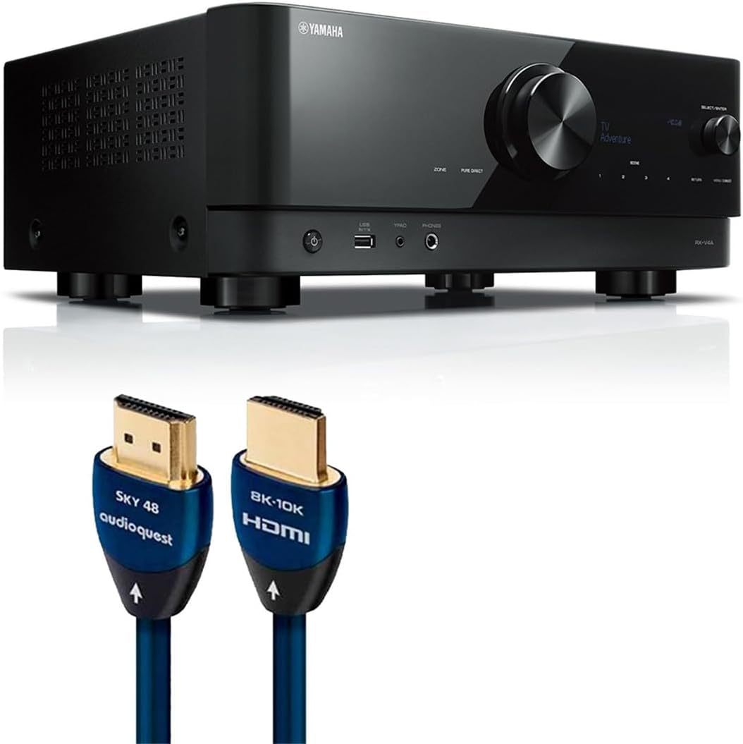Yamaha RX-V4 5.2 Channel AV Receiver with AudioQuest Sky 3m HDMI Cable
